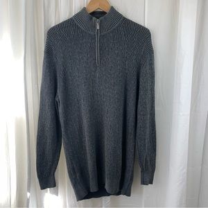 Tommy Bahama 100% Cotton Dark Gray 1/4 Zip Knit Sweater Size‎ L
